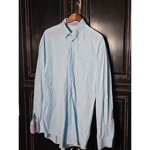 Peter Millar XL Blue Check Button-Down 100% Cotton Shirt Long Sleeve, Read